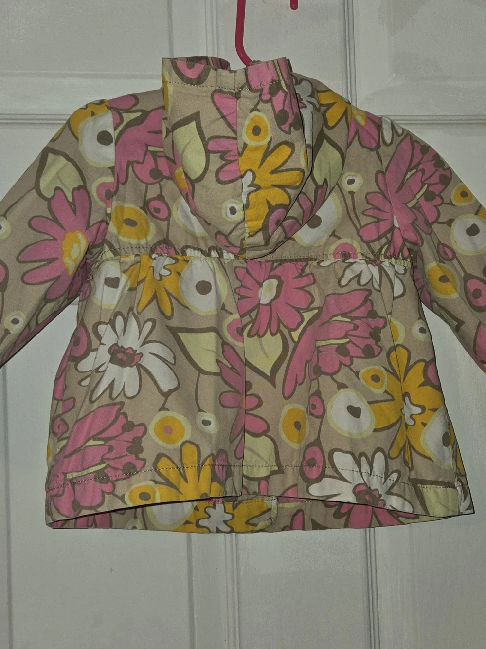 Oshkosh Girls Floral Hooded Raincoat - Pink & Yellow SZ 18M